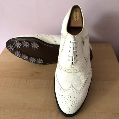 VINTAGE FootJoy Classics White pebble Leather wingtip golf shoes