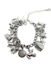 Vintage Monet Sterling Silver Articulated Figural Crystal Charm Bracelet 61.5g