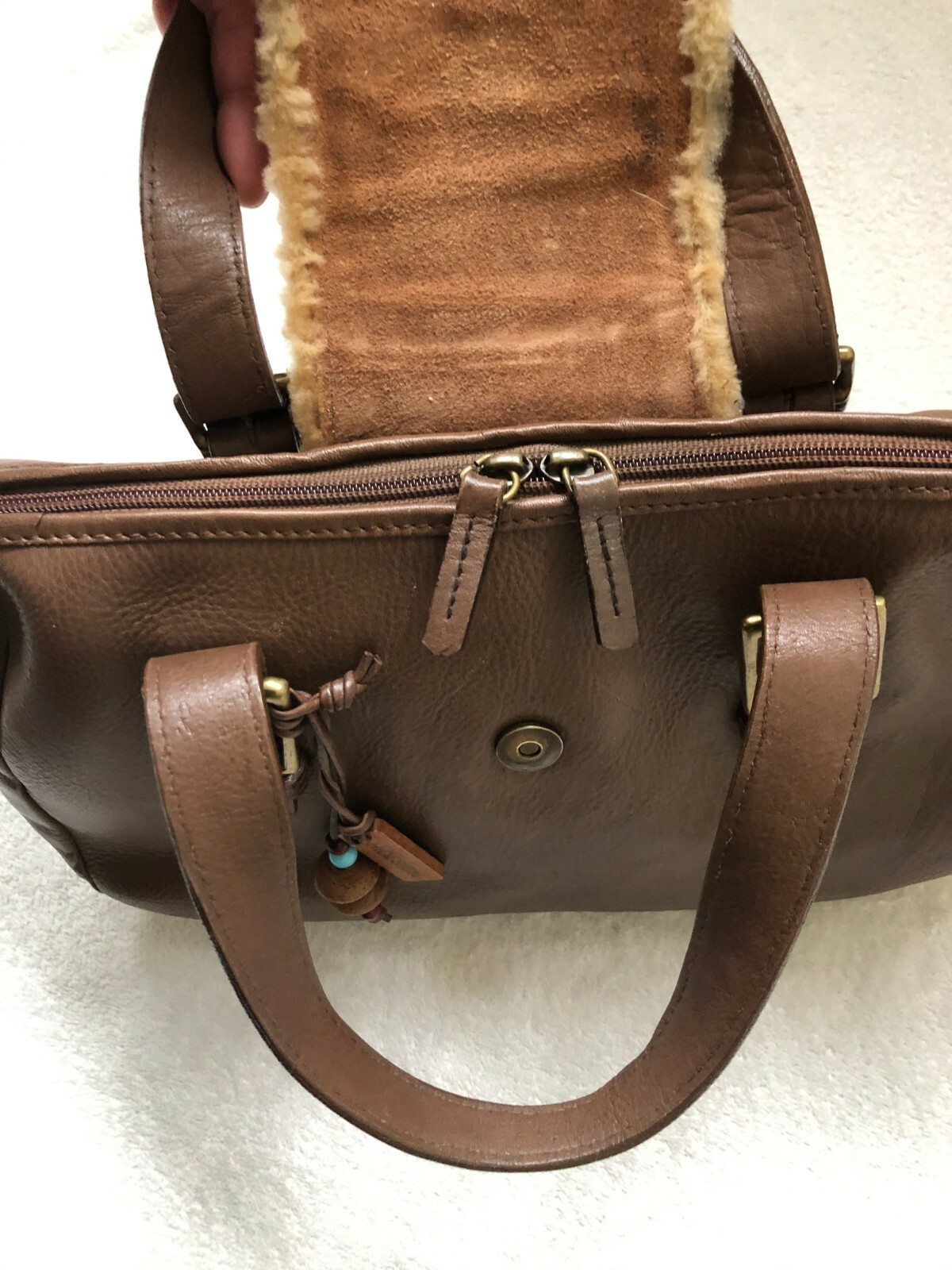 HIDESIGN ( RADLEY ) GRAB BAG SOFT TAUPE BROWN REAL LEATHER FAST REC