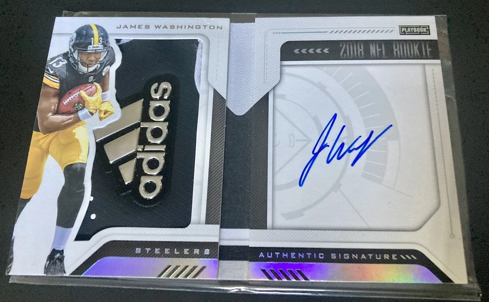 2018 James Washington Playbook RC Auto Glove Patch #2/5 3CLR Booklet RPA Panini - Image 2 of 4