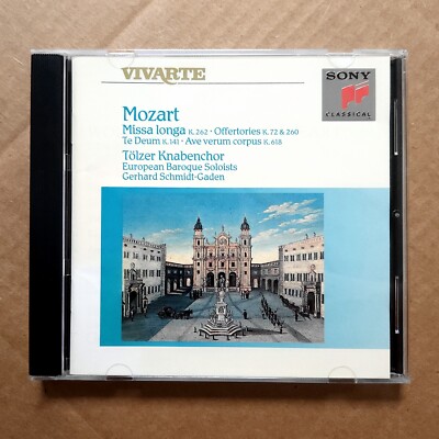 Mozart Missa Longa Te Deum Ave Verum Corpus Mass CD 1991 SONY Tolzer Knabenchor