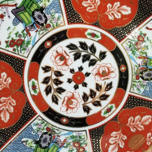 Vtg Japanese Imari Plate Multicolor Painted Porcelain 8.5" Diameter w/ Stand - Picture 2 of 10