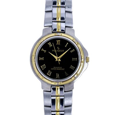 Peugeot Men's Black Dial Two Tone Vintage Wrist Watch 34mm