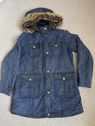 Barbour Navy Jacket with Detachable Hood - L - 9-11yrs (approx)