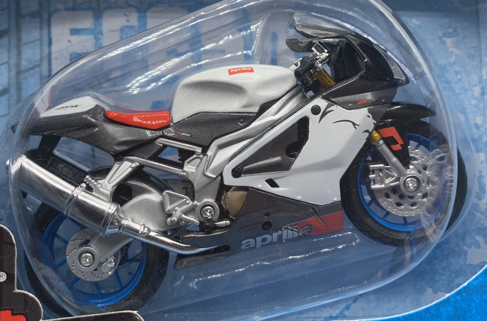 Maisto Fresh Metal Aprilia RSV Diecast Motocicleta Blanco Azul Llantas 1/18 Nuevo 2007 Foto 2 de 4