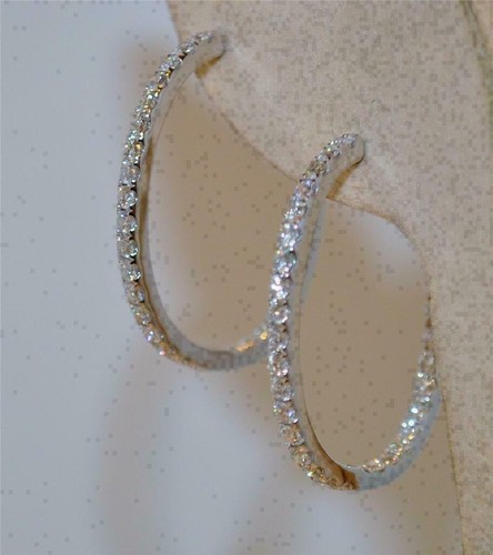 2.50 Ct Round Cut Moissanite Huggie Hoop Women's Earrings 14k White Gold Finish - Picture 5 of 6