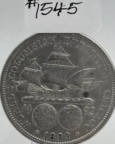 1892 P 50c Columbian Exposition Half Dollar AU 90% US Coin #1545 - Picture 5 of 5