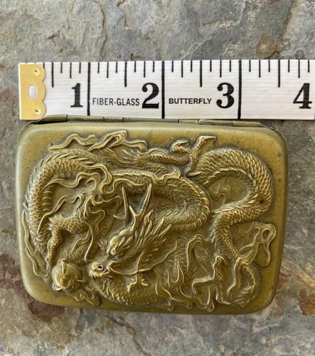 Vintage Messing Japanischer Drache mit Perle Zigarettenetui Unglaubliches Design - Bild 11 von 21