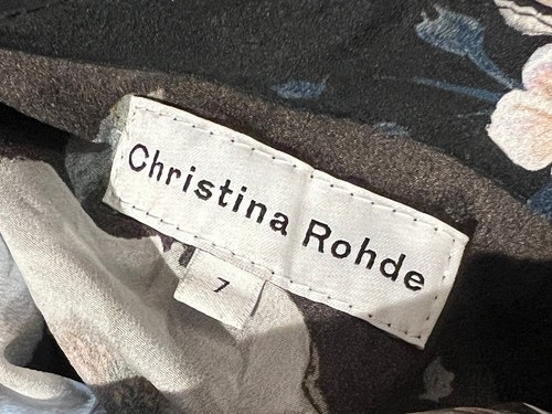 CHRISTINA ROHDE GIRLS BLACK FLORAL FLOWER LONG SLEEVE CHIFFON COLLARED DRESS 7 - Picture 7 of 7