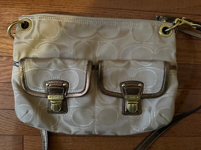 COACH 18980 Poppy Signature Khaki Gold Bronze Hippie Hobo