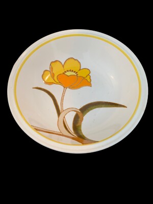 RARE- Vintage Mikasa Forecast Dolly 9.5'' Vegetable Bowl  Japan Yellow Poppy