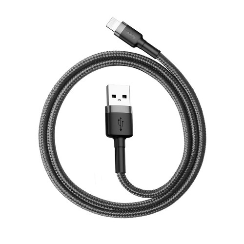 Baseus 1-2M Charging Cable For iPhone Gray & Black Cafule Fast USB 1.5A-2.4A - Picture 2 of 9