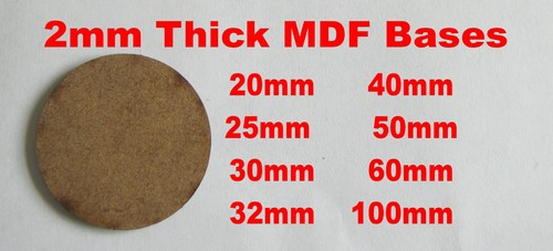 Bases de cercle rond Wargame 2 mm épais 20 mm 25 mm 30 mm 32 mm 40 mm 50 mm 60 mm 100 mm  - Photo 1/9