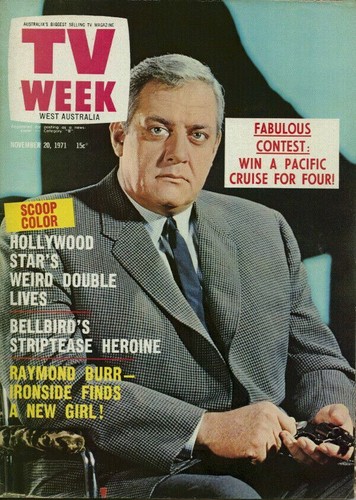 Ironside Raymond Burr TV Week australisches Magazin Glenn Ford Elizabeth Bauer '71 - Bild 1 von 2