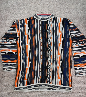 Vtg 90s Coogi Down Under Blue 3D Knit Chunky Sweater 3XL