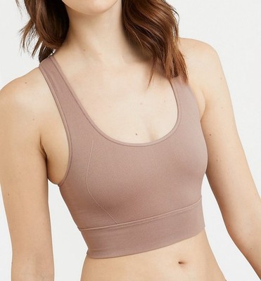 Maidenform Pure Comfort Feel Good Seamless Crop Tank Bra Iced Mocha Size XL