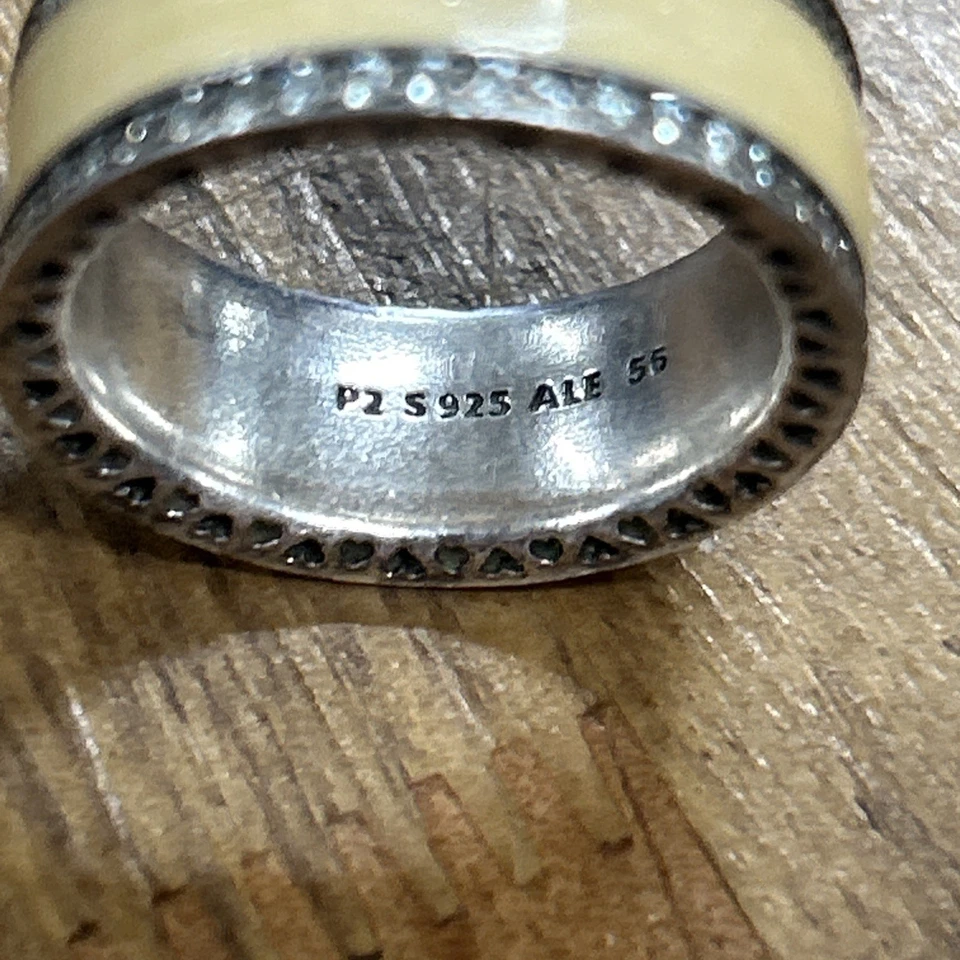 Auténtico Anillo Pandora Corazones De Pandora Piedra Blanca Perlada Talla 7.75 8.62 G Foto 4 de 4