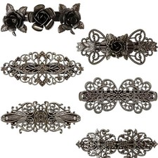 Geyoga 6 Pieces Vintage Hair Barrettes for Women Retro Flower Elegant Style