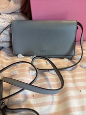 Lauren Ralph Lauren Leather Crossbody Purse Light Gray RLL EUC Convertible Bag