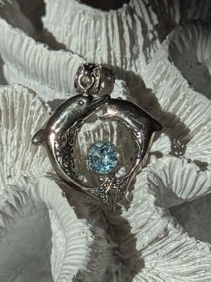 925 Sterling Silber Delfine Topas Anhänger