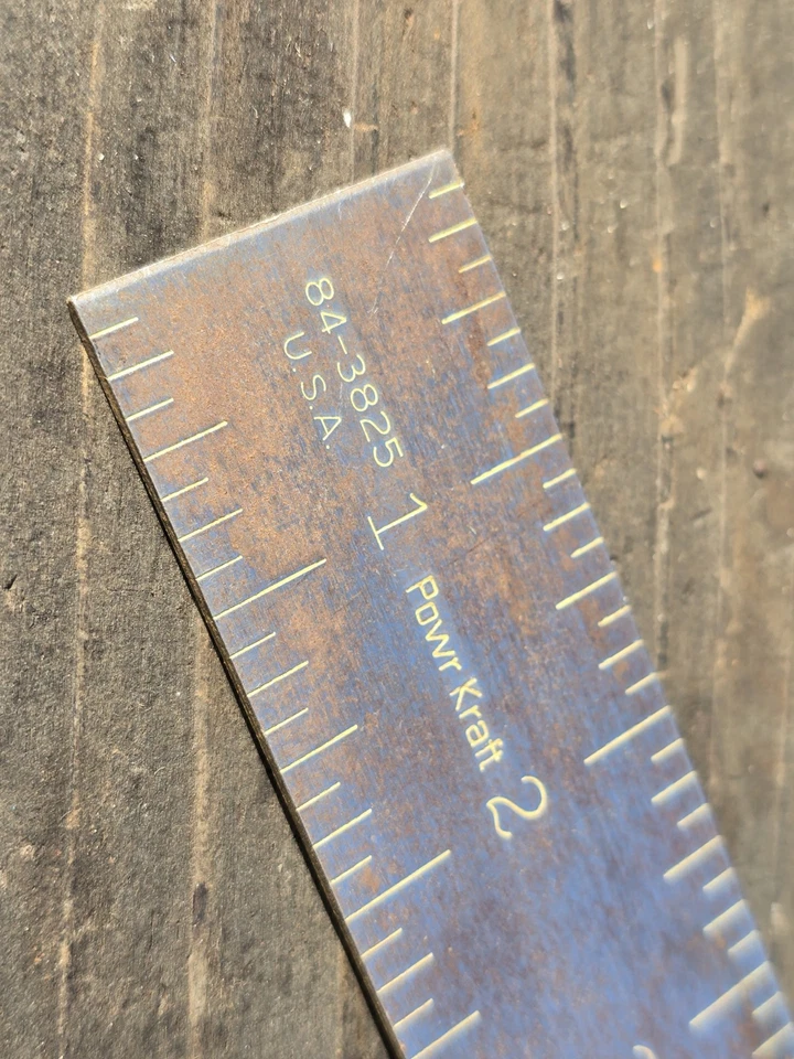 Vintage POWR-KRAFT 8" Wood And Brass Carpenter Square 84-3825 - Image 4 of 4