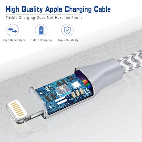 Apple Mfi Certified Short Iphone Charger 1Ft 2Pack,Usb a to Lightning Cord Nylon - Picture 7 of 8