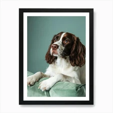 Springer Spaniel.Generated AI. Art  Framed Wall Art Poster Canvas Print Picture