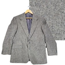 Vtg Haggar Lambswool Blazer sz 44L Mens Gray Tweed Jacket Preppy Classic Luxury