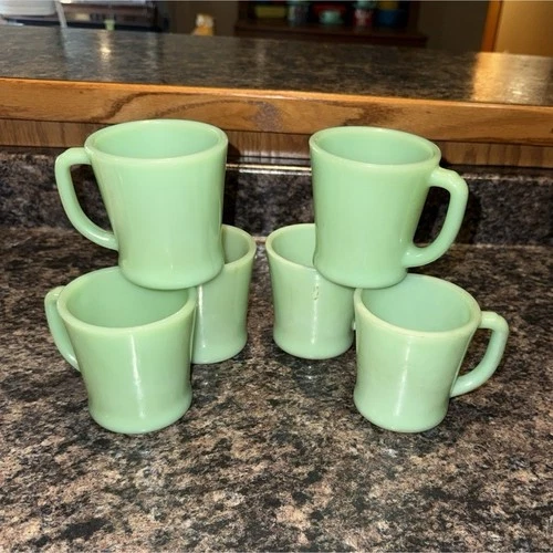 New ListingVintage Fire King jadeite coffee mugs green milk glass restaurant ware. Set of 6