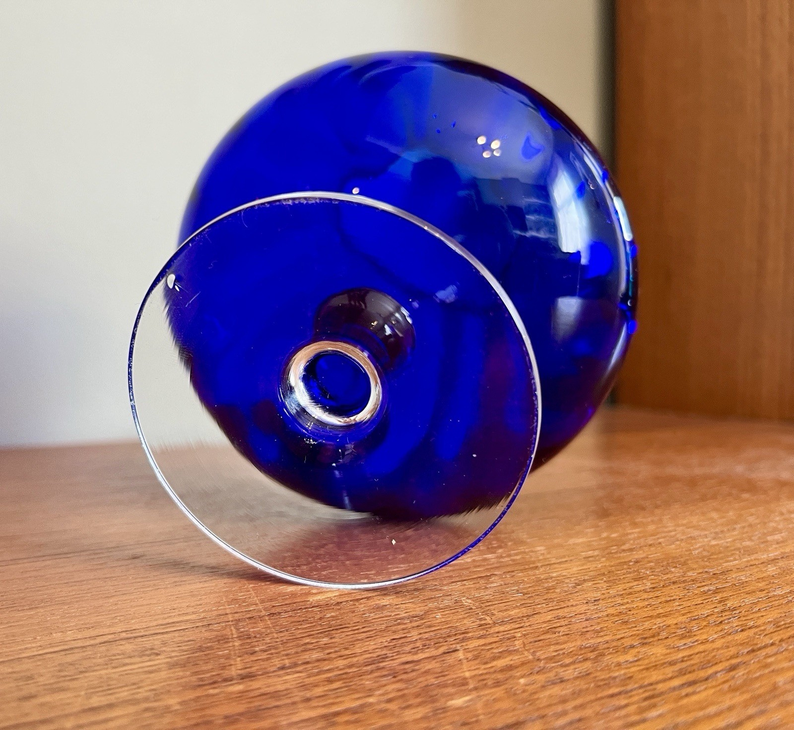 Vintage Cobalt Blue Brandy Balloon Glass Snifter Goblet Retro Barware 15cm image 7