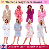 Women's Fleece Dressing Gown Bath Robe Unicorn Penguin Reindeer Love To Sleep