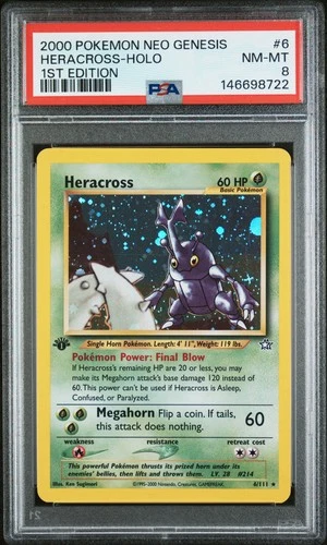 2000 POKEMON NEO GENESIS 1ST EDITION #6 HERACROSS-HOLO PSA 8