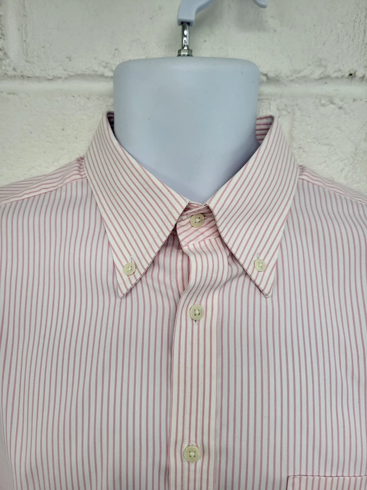 Thomas Pink-Pink & White Striped Long Sleeve 'The Traveller' Shirt 16.5".PW - Image 3 of 4