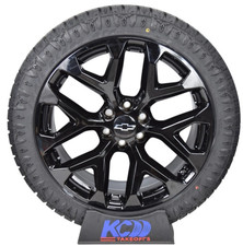 22 Chevy Silverado Tahoe Gloss Black Snowflake Replica Wheels Rims Tires Ats