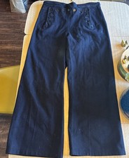 Vtg WW2 Dark Blue Wool Pants Mens 32x27  Flap Button Sailor 40s Navy Crackerjack