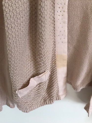 Chico’s Rose Gold Shimmer Cardigan, Sweater, Chic 2, Open, Knit - Picture 4 of 7