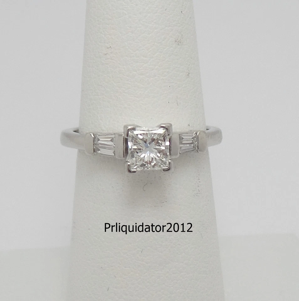 3/4CT Natural Princess Diamond Anniversary Engagement Wedding Ring Platinum 950 - Image 3 of 4