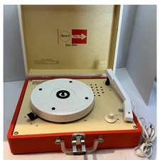 Vintage Imperial 45 RPM Record Case Orange Cream Hardshell Carrying Box Retro