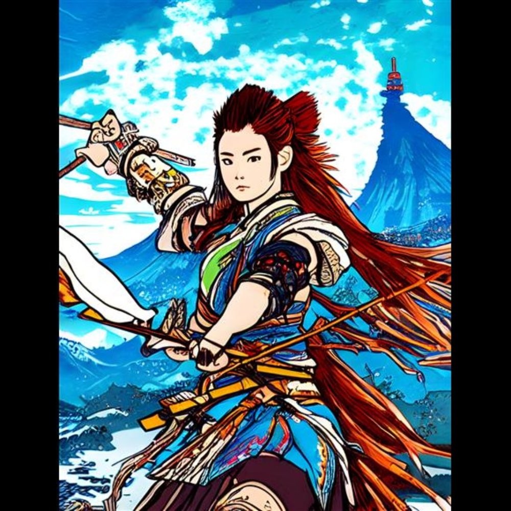 Japanese Style Woodcut Aloy Horizon Zero West Game Fan Wall Art Decor 3 ...