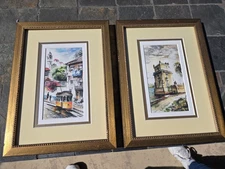 Watercolor Original Painting Lisbon, Portugal  12 x 9 NOT A PRINT Cable Car Bele