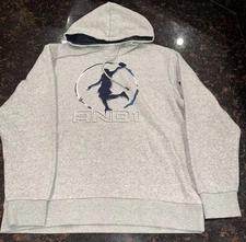 AND1 Double Team Hoodie Fleece Lined Graphic Logo- Gray  Men size XL NWT