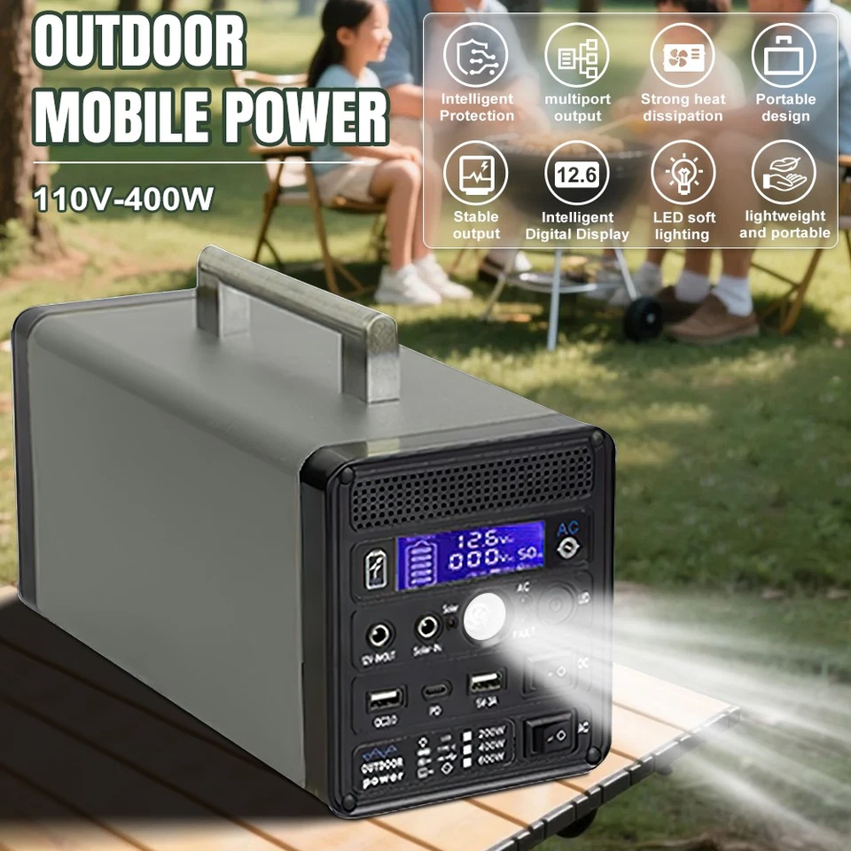 Central Eléctrica Portátil 400W 300Wh Generador Solar 80000mAh Banco de Alimentación Toma de CA Foto 2 de 4
