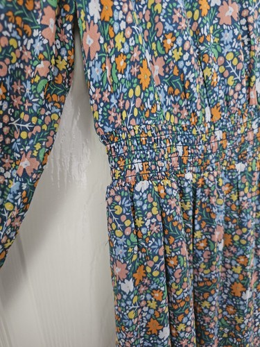 Boden Midi Dress Socked Shirred Waist Size 12 Long Sleeves Lined BNWT - Picture 7 of 15
