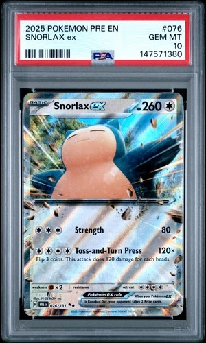 2025 Pokemon PRE EN-PRISMATIC EVOLUTIONS #076 SNORLAX ex - PSA GEM MT 10