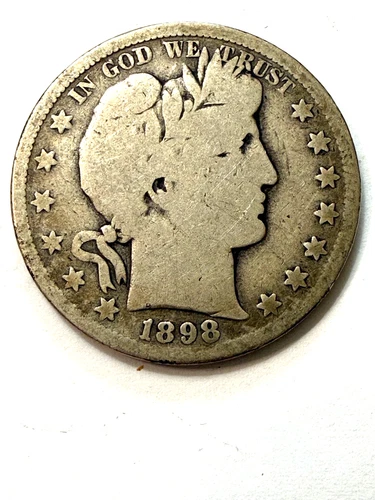 1898-S Original Silver Barber Half Dollar  Average Circ condition  Key Date (S2)