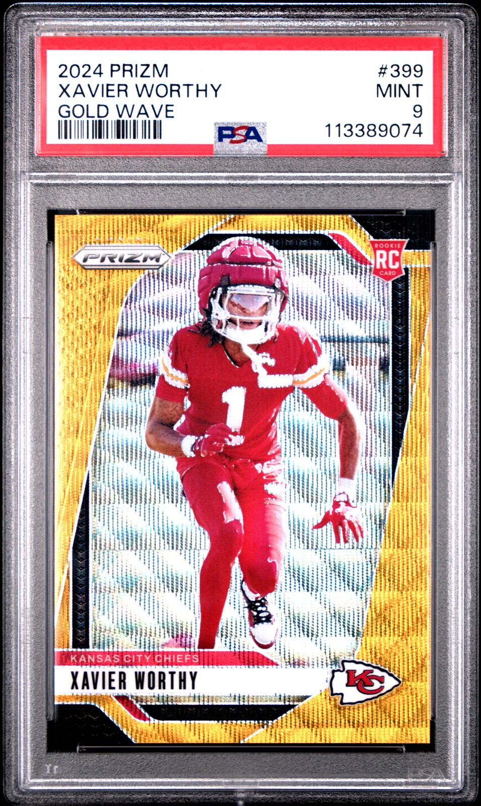 2024 PANINI PRIZM GOLD WAVE #399 XAVIER WORTHY 4/10 PSA 9