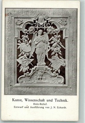 38182400 - Kunst Wissenschaft u. Technik Holzrelief v. J.N. Eckardt Skulptur