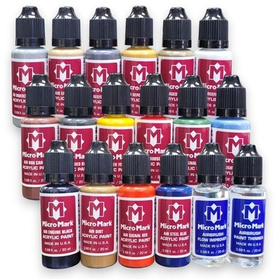 Railroad Model Air Acrylic Paint Set - 18 Vibrant Colors, 0.68 fl oz Bottles