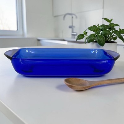 Anchor Hocking Baking Casserole  Dish Cobalt Blue Glass 8x11x2'' 2 Qt Made USA