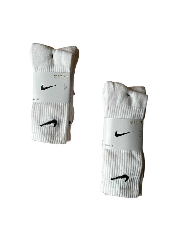 Nike Crew Sportsocken, 3 Paar, weiß, Dri-Fit, SX6897-100, Gr. 38-42 & 42-46, NEU - Bild 3 von 4